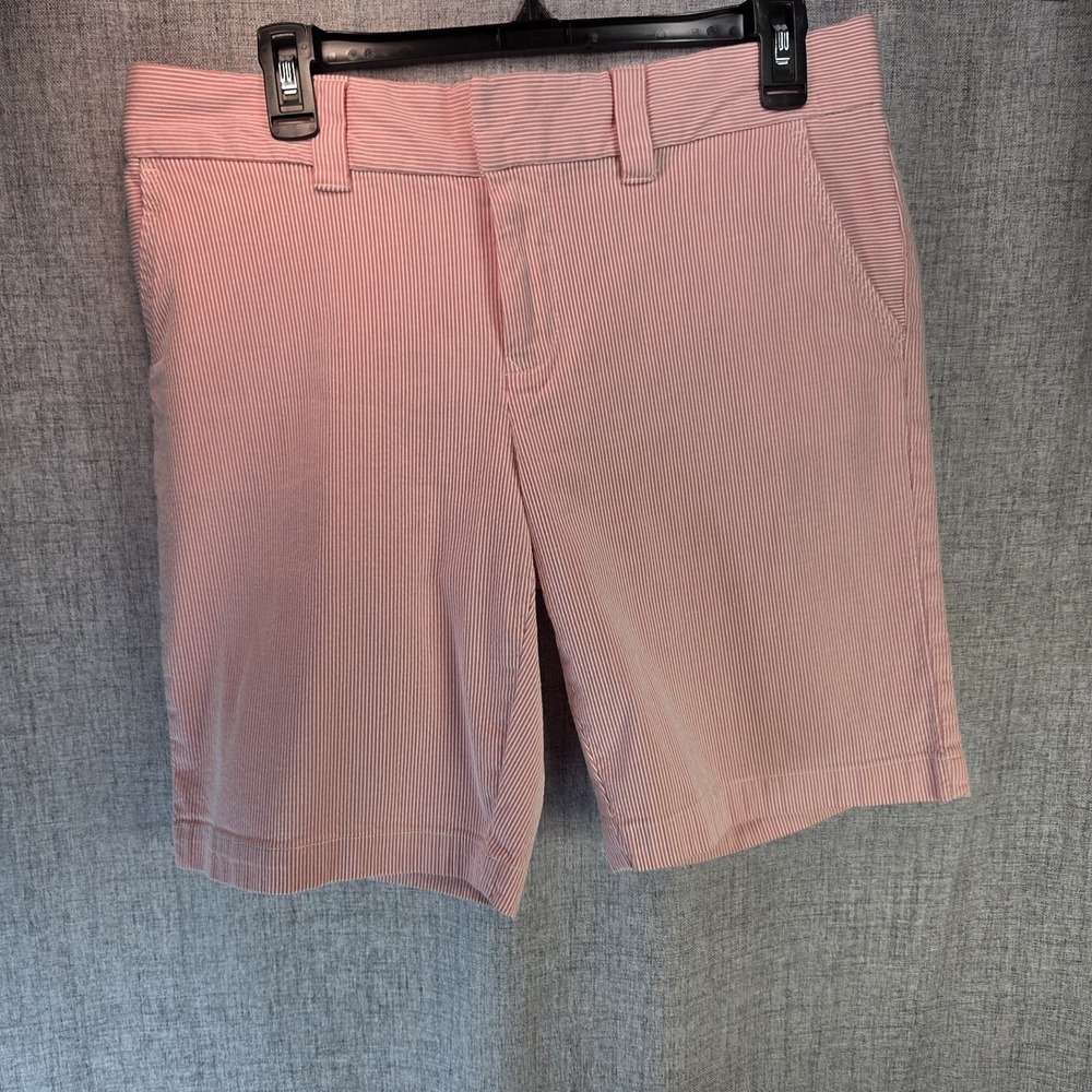 Tommy Hilfiger Shorts Womens 10 Red White Classic Pinstriped Bermuda Modern